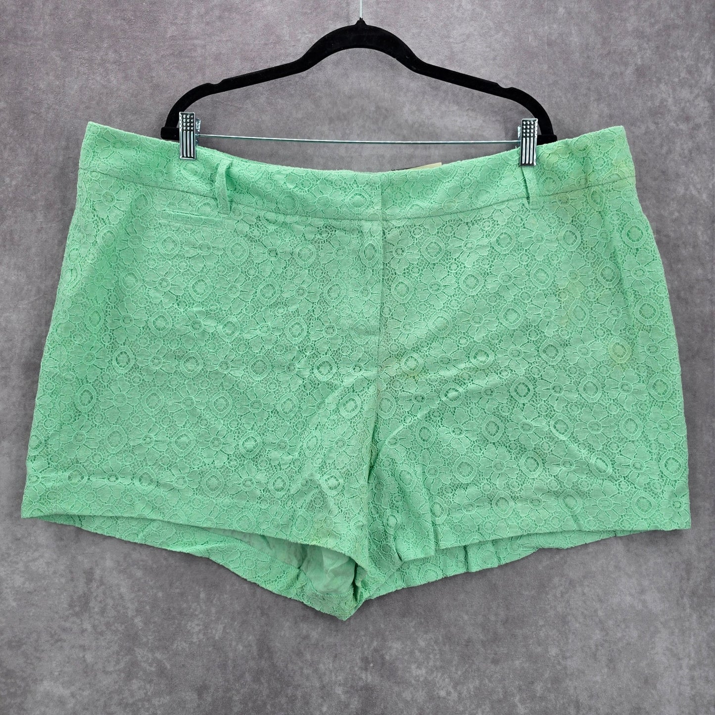 Cato Green Lace Classic Boho Active Preppy Beach Cotton Shorts Plus 3XL 26W