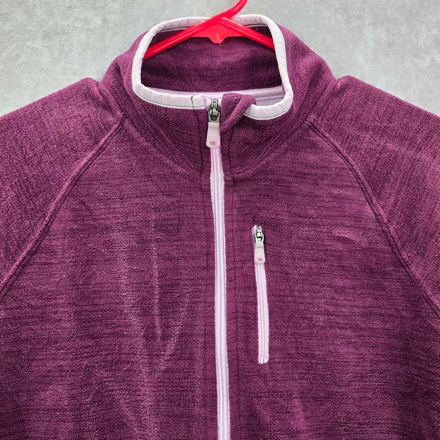 Purple Fleece Zipper Long Sleeve Activewear Y2K Sweater Cardigan Large