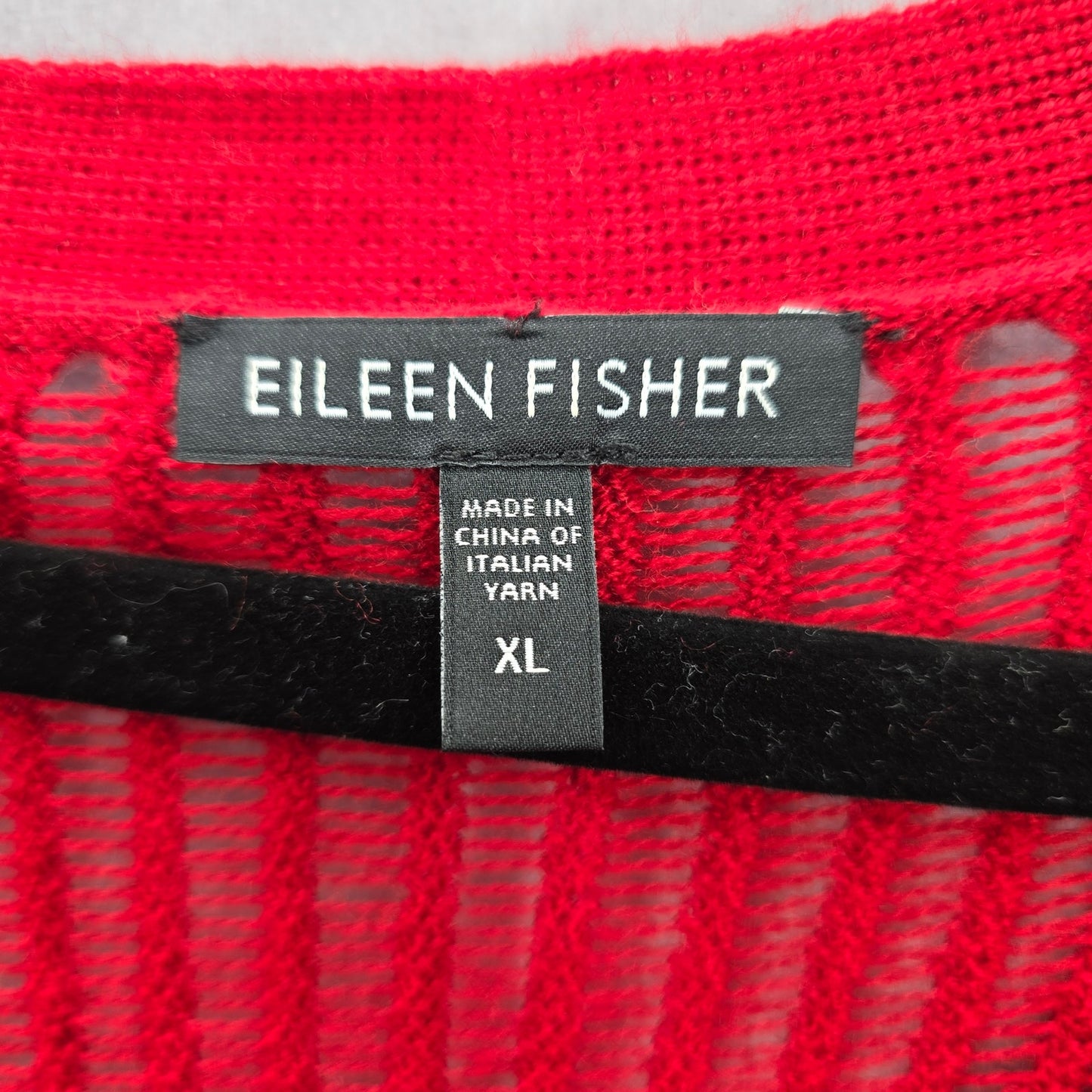Eileen Fisher Red Merino Wool Mini Stitch Tunic Sweater Pullover XL Extra Large