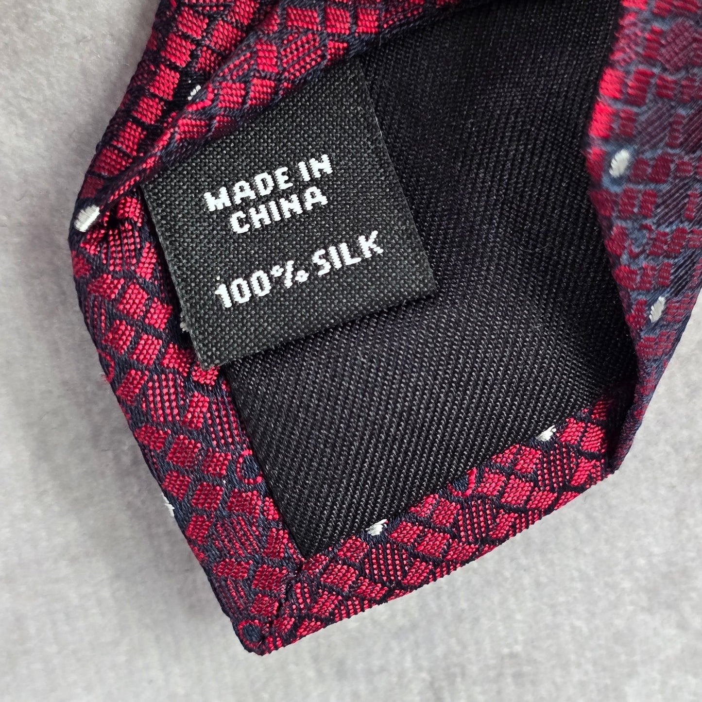 Murano Red Black Gray Polka Dot Geometric Executive Silk Neck Tie Men's
