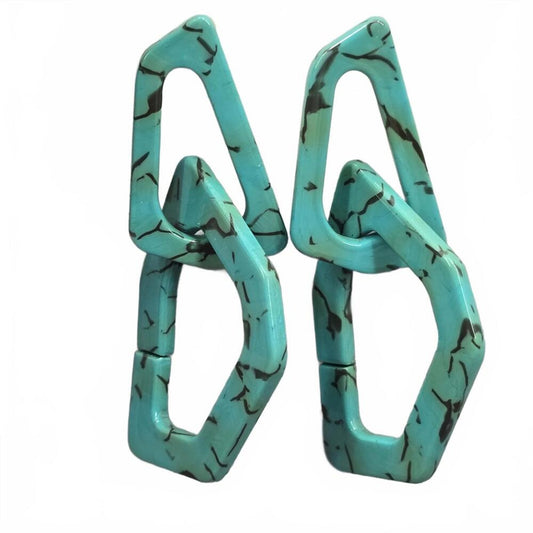 Blue Brown Western Cowgirl Abstract Dangle Drop Earring Fashion Jewelry JB1-07