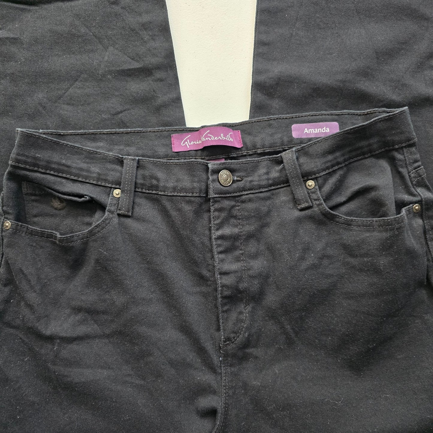 Gloria Vanderbilt Black Amanda Straight Denim Jeans Bottoms Pants Plus 14 Petite