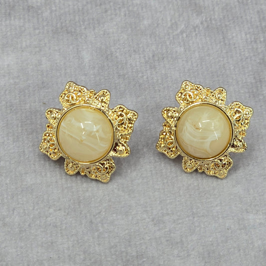 Gold Floral Stud Hook Fashion Jewelry Earrings NWT JB2-82