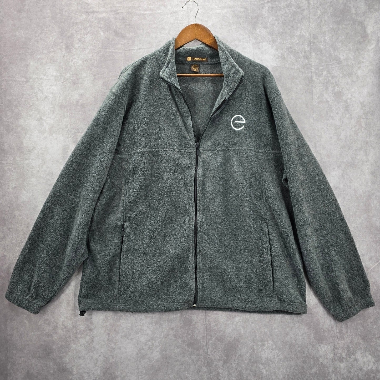 Harriton Gray Full Zip Mock Neck Fleece Sweater Coat Jacket XL Extra Large