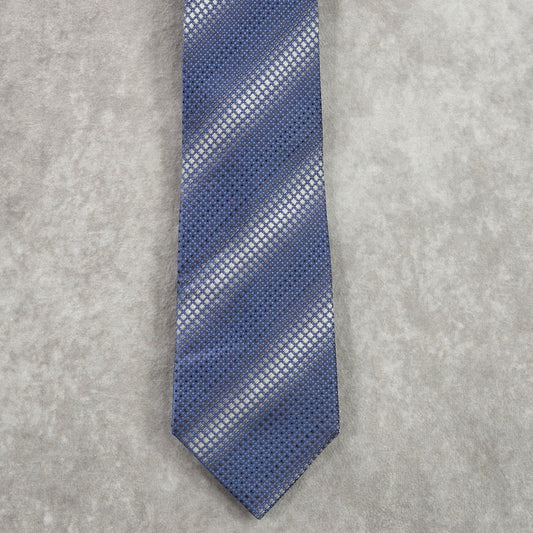 Kenneth Cole New York Blue Gray Black Executive Silk Geometric Neck Tie Men's