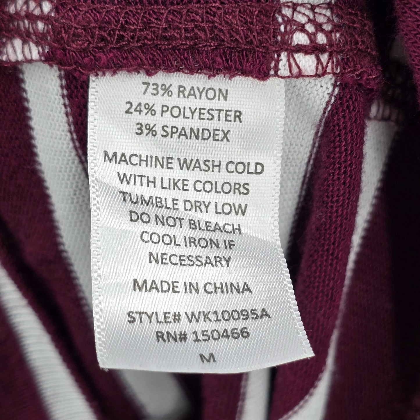41 Hawthorn Burgundy White Stripe Long Sleeve Classic Blouse Top Medium