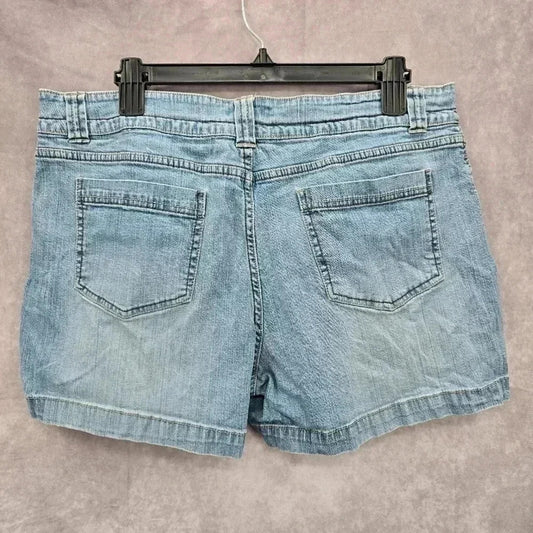 Faded Glory Blue Denim Jeans Boho Western Casual Women's Shorts Size 14