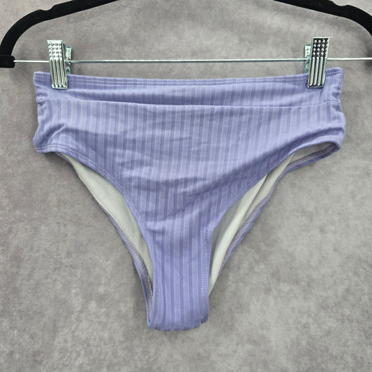 Shein Purple Stripe Ribbed Bikini Bottom Swimwear Small