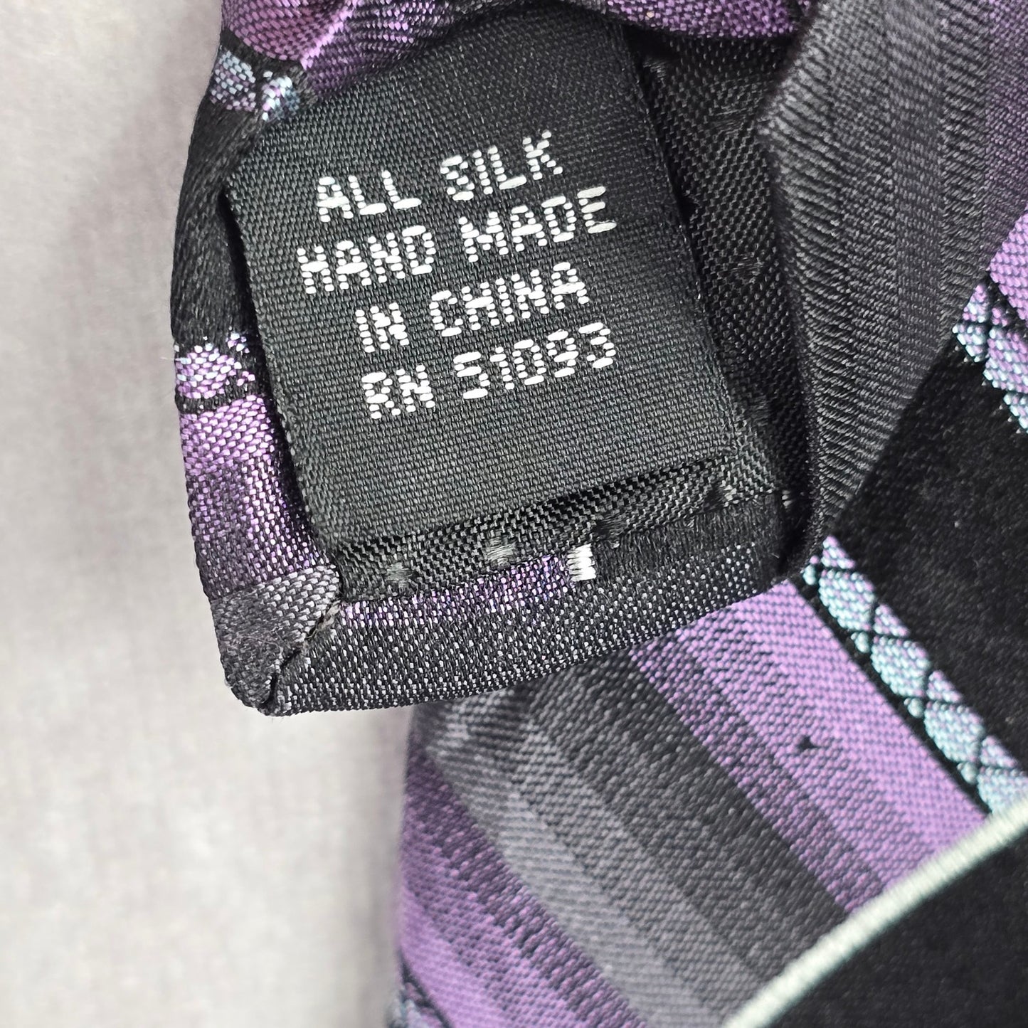 Croft & Barrow Purple Black Plaid Tartan Geometric Silk Men's Neck Tie
