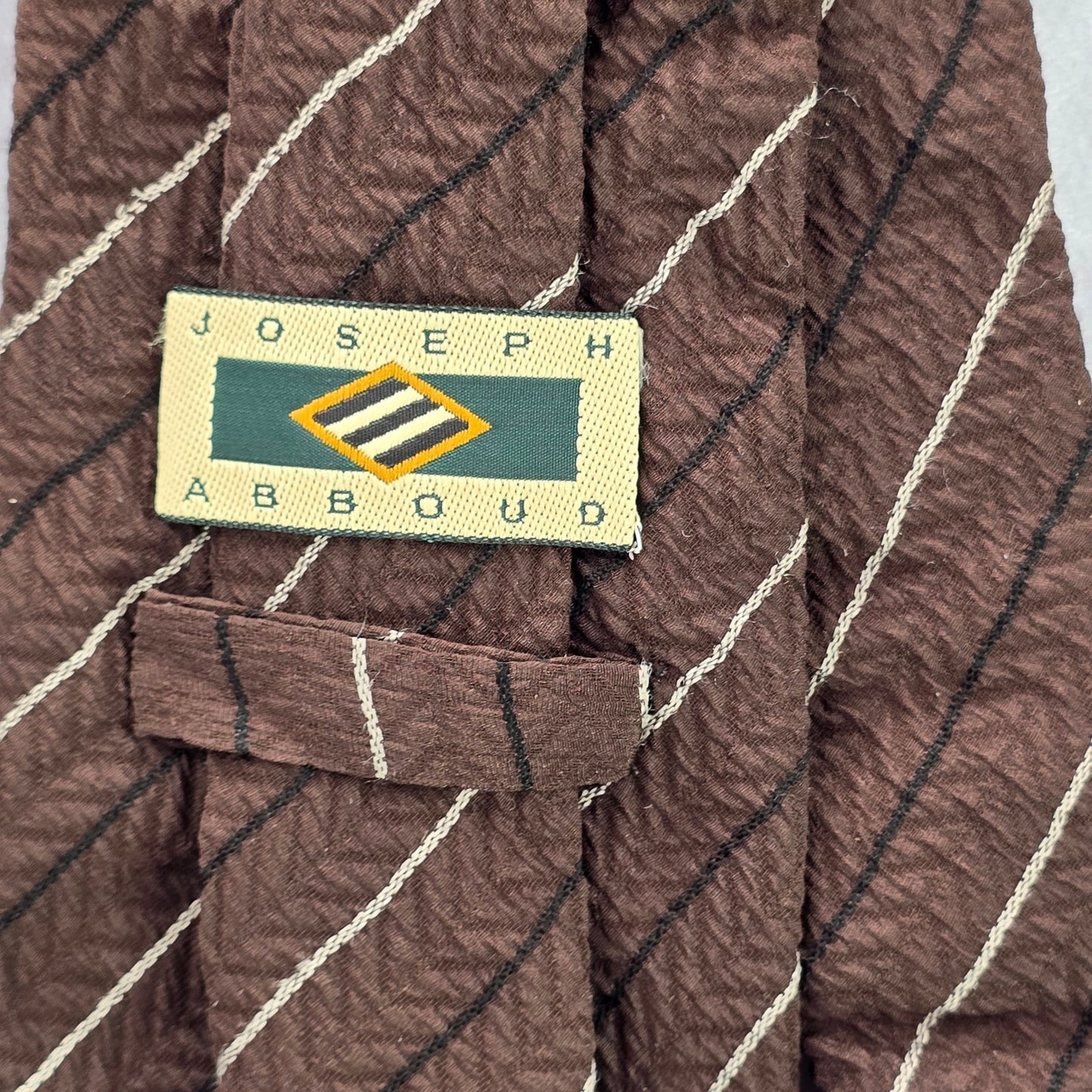 Joseph Abboud Brown Stripe 100% Silk Executive Corporate Italy Men's Neck Tie