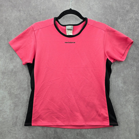 New Balance Pink Black Activewear Short Sleeve Tshirt Top Shirt Medium