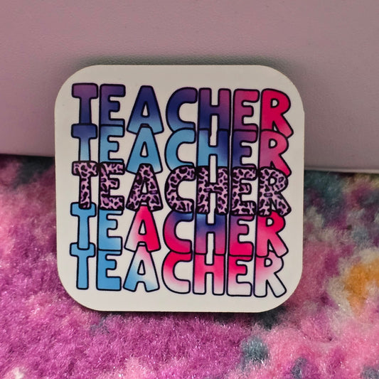 Teacher Blue Handmade Square Refrigerator Magnet