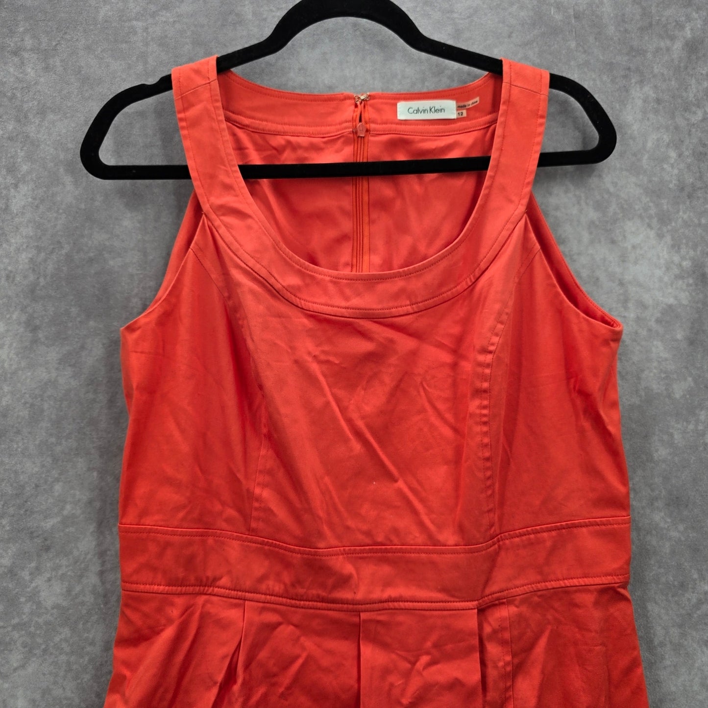 Calvin Klein Orange Sleeveless Layer Knee Length Dress Large 12