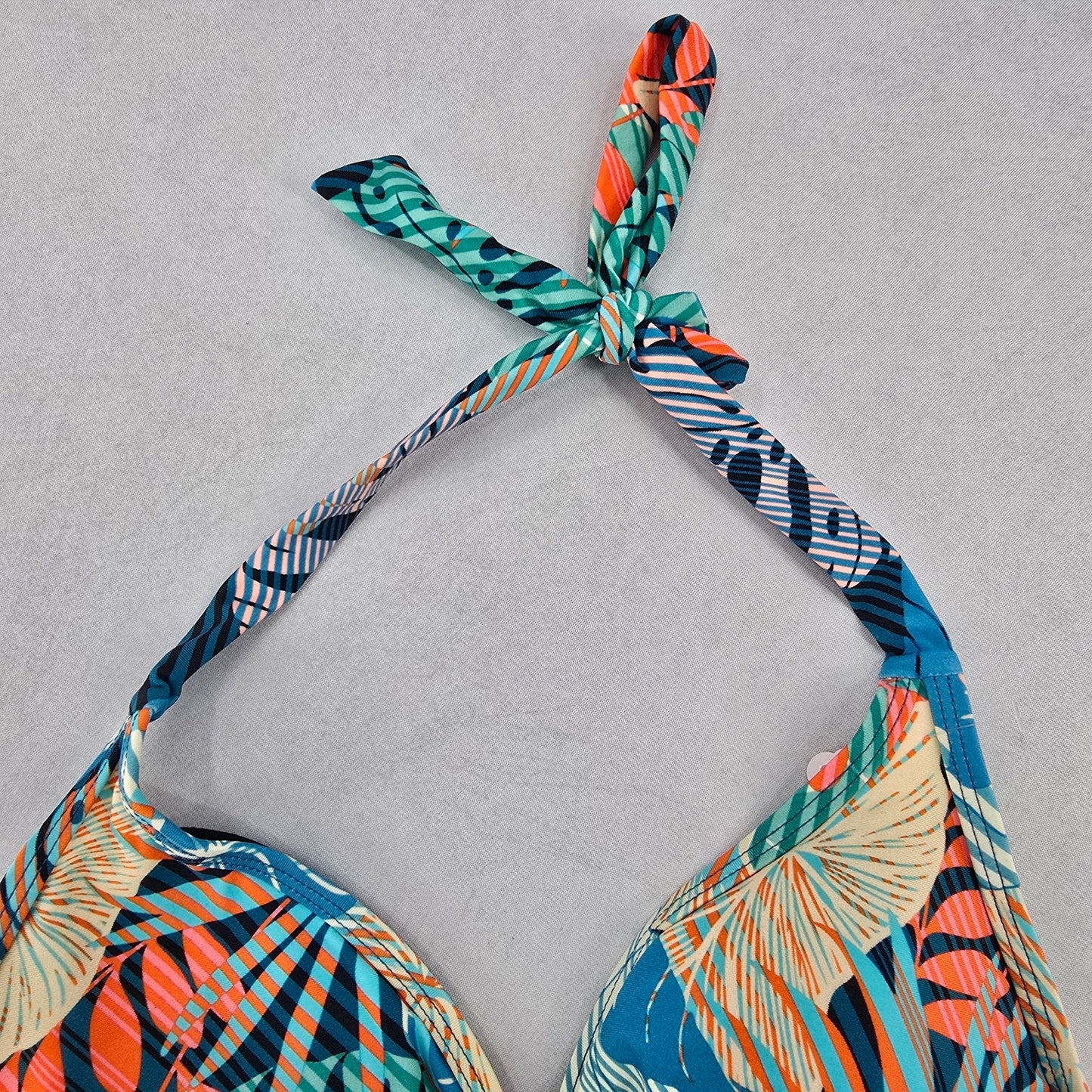 Sun & Sea Green Tropical Padded Tie Swim Sports Bra Beach Bikini Top M Medium
