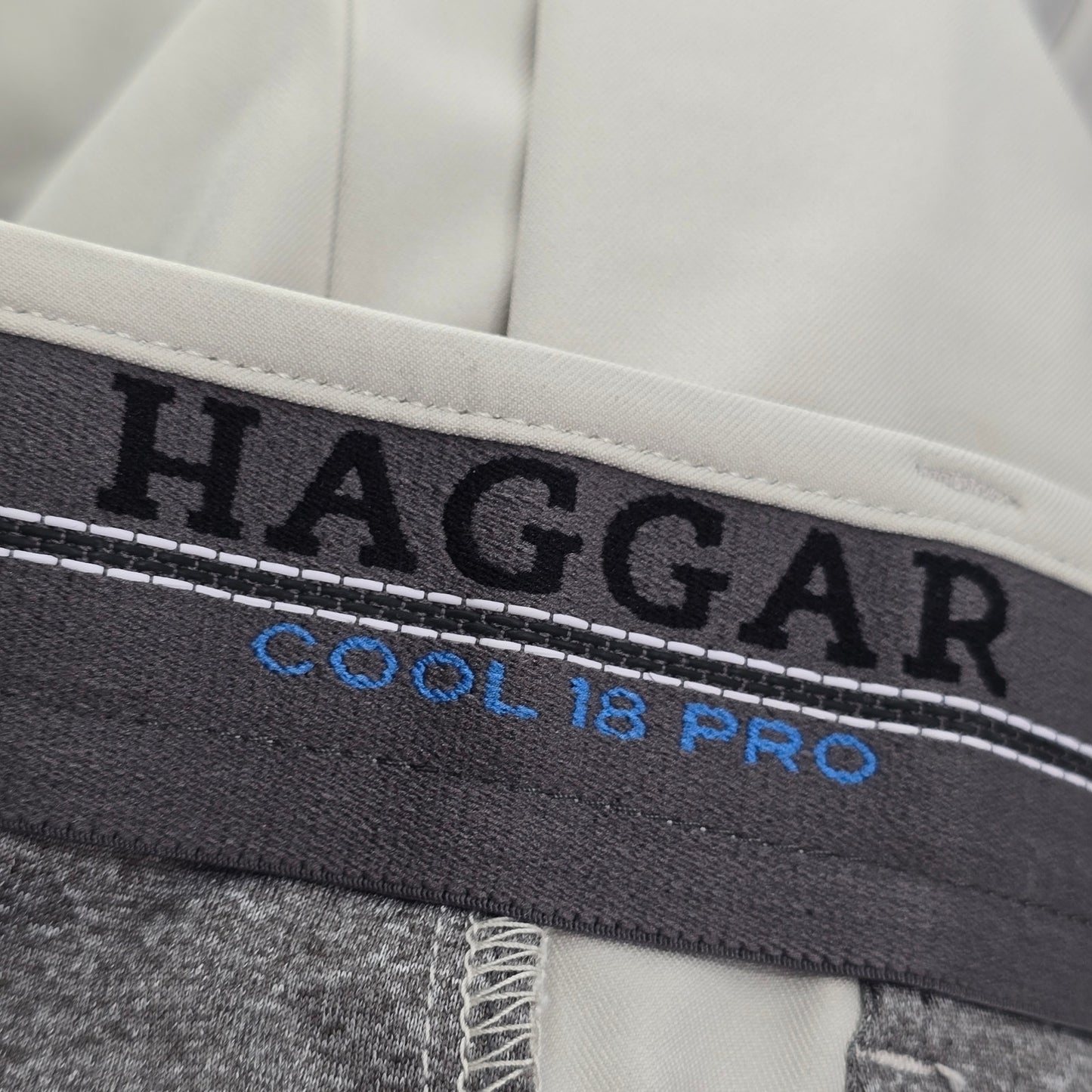 Haggar Cool 18 Pro Khaki Tailored Straight Dress Pants Trouser Golf Mens 32x30