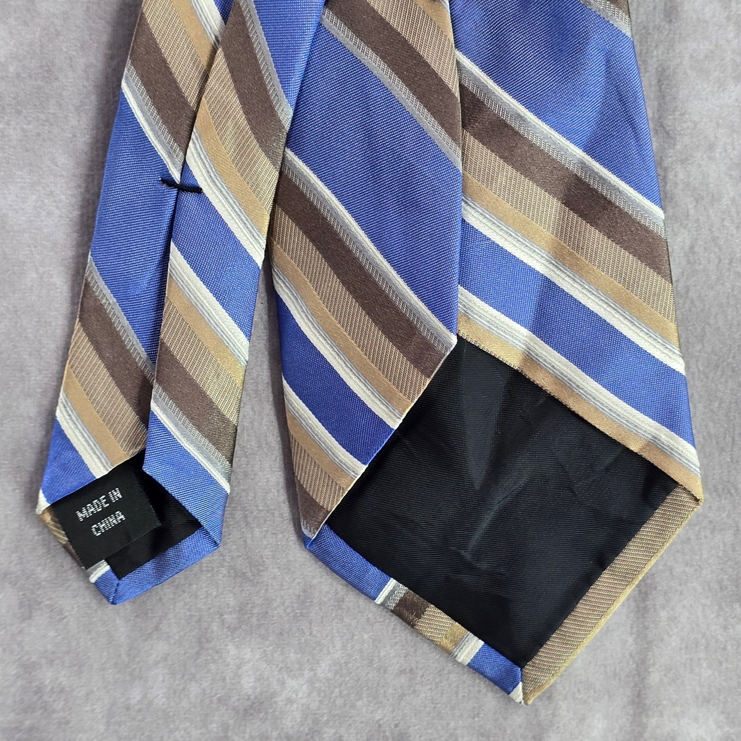 Arrow Blue Brown White Executive Repp Stripe 100% Silk Men's Neck Tie