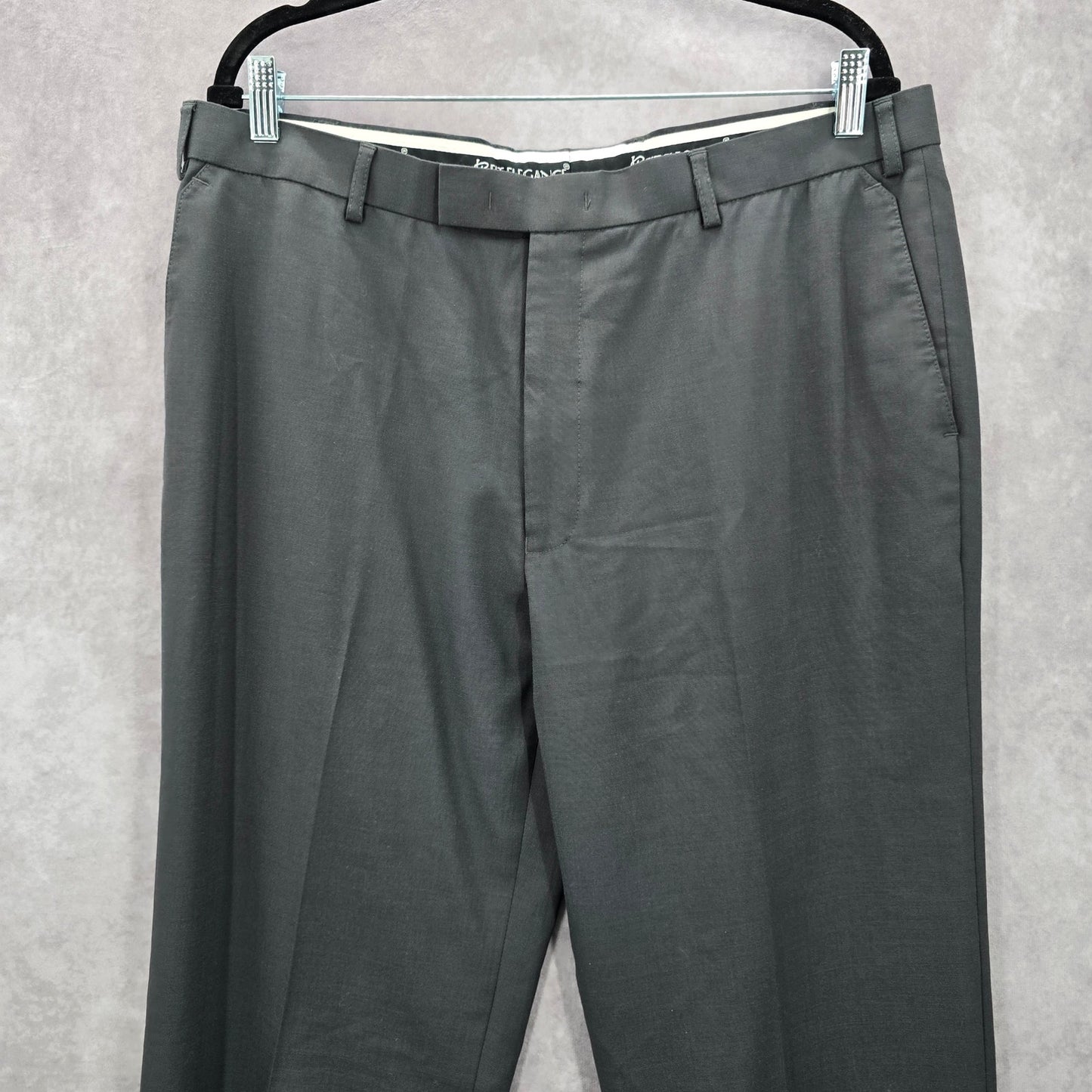Fit Elegance Gray Mens Trousers Executive Tailored Suit Work Dress Pants 38x41