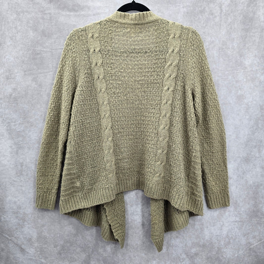 Sonoma Tan Sweater Drape Acrylic Open Style Long Sleeve Cardigan Petite Medium