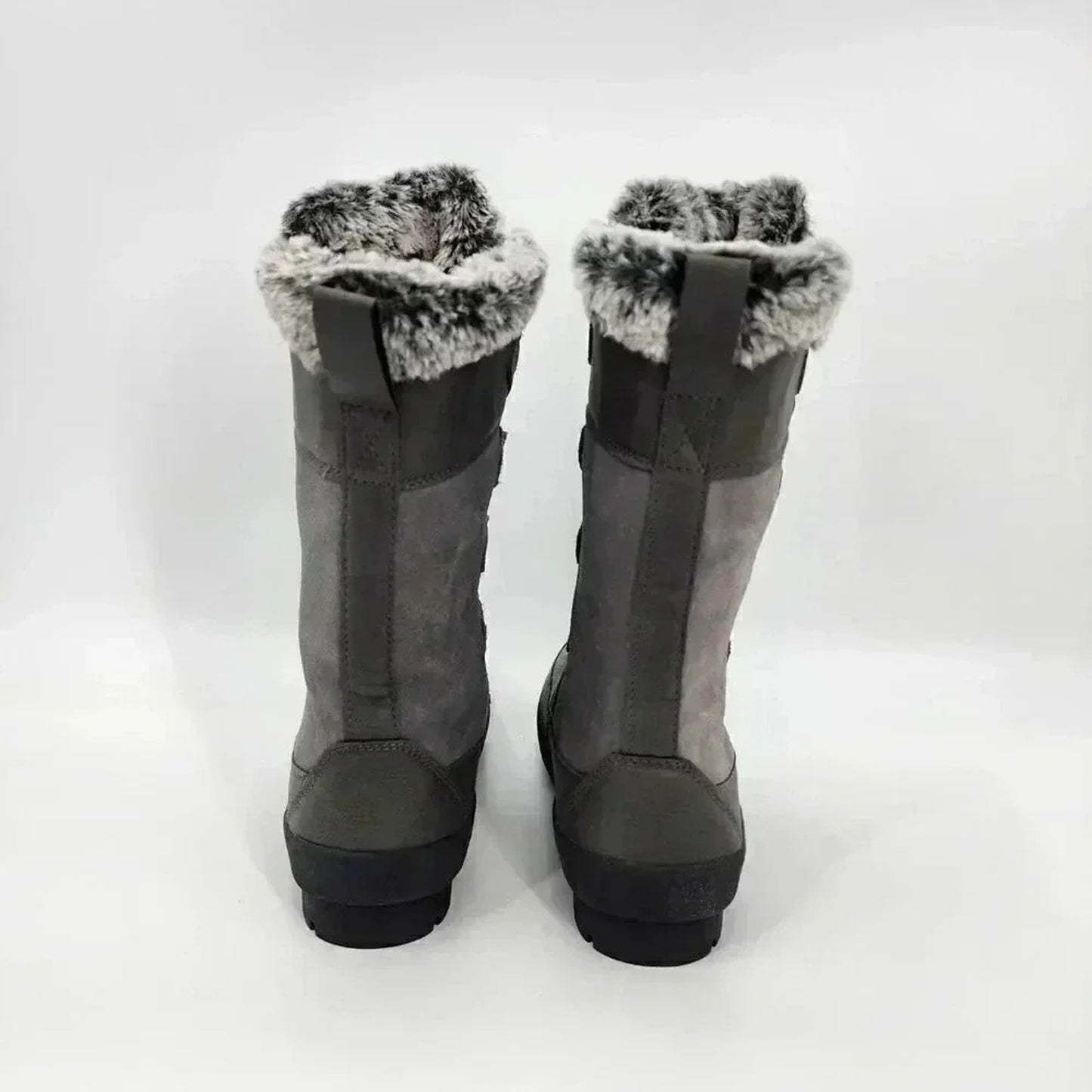 Thermolite EcoMade Gray Fur Lined Suede Mid Calf Winter Boots Girls Size 3