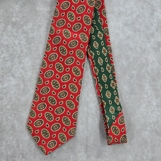 Tommy Hilfiger Red Green Floral Paisley Executive Italian Silk Neck Tie