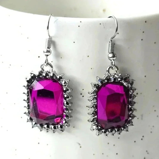 Zara Purple Gray Metallic Gem Hook Fashion Jewelry Earrings Bohemian NWT E99