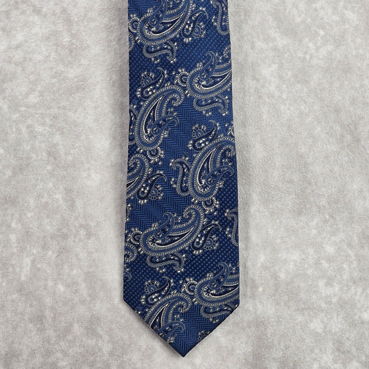 Joseph Abboud Royal Blue Gold Floral Paisley Executive Silk Neck Tie Men's