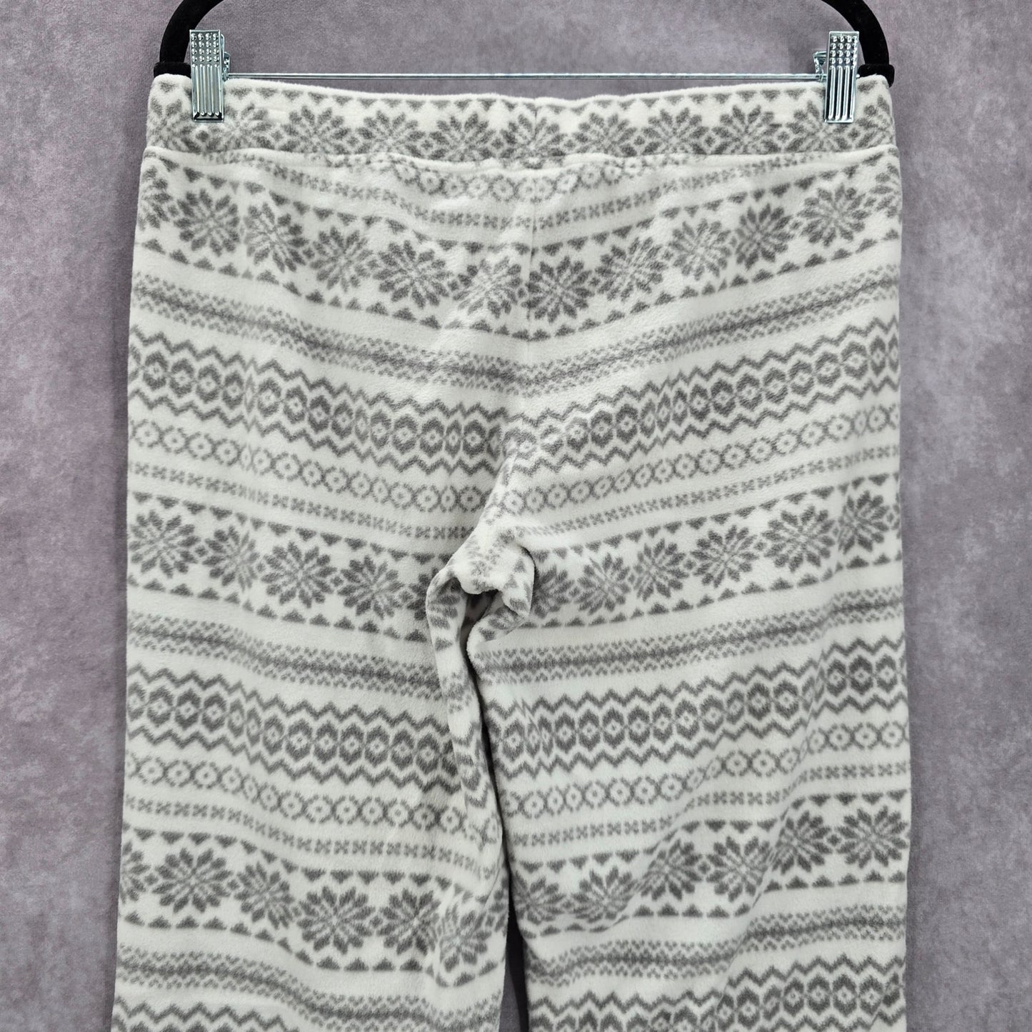Old Navy White Gray Fleece Snowflake Sleep Pajama Bottoms Pants M Medium