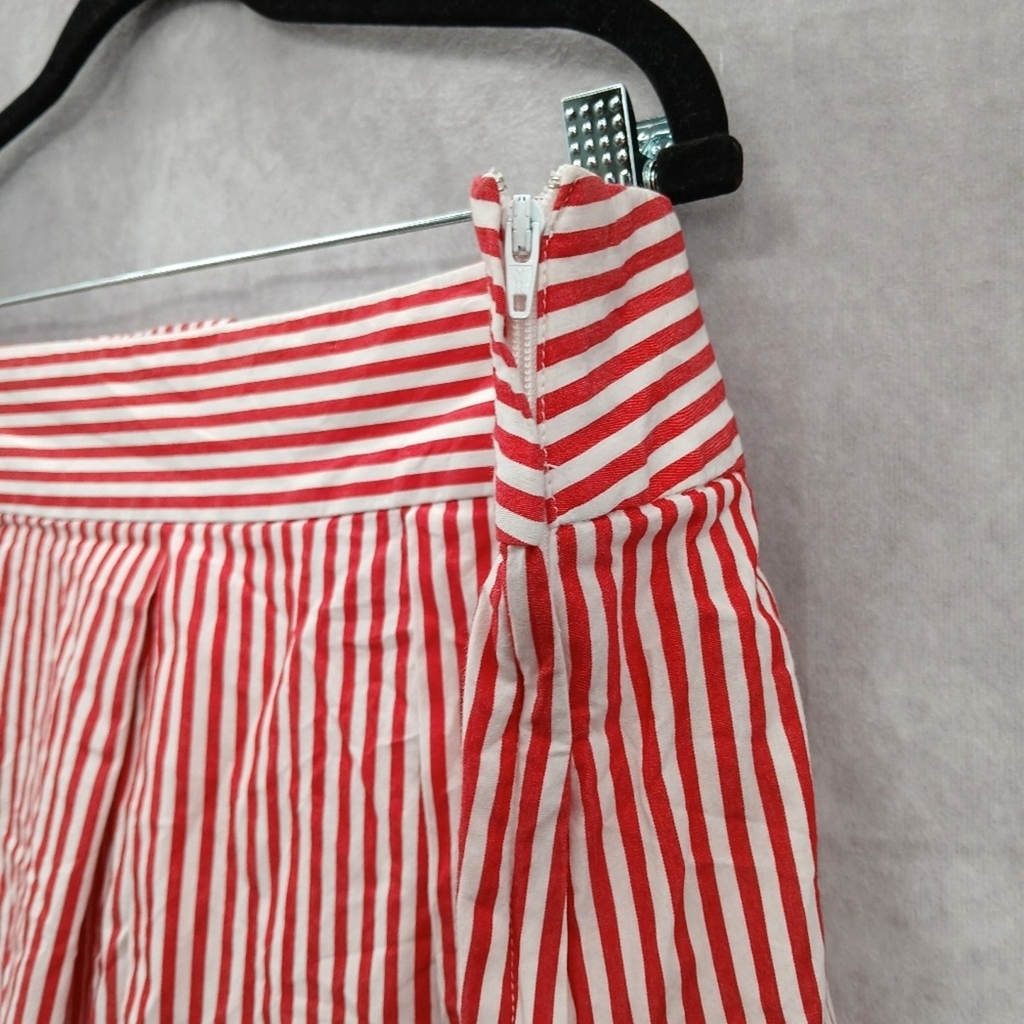 Cato Red White Stripe Knee Length Short Flare Pleat Skirt Plus Size 24W