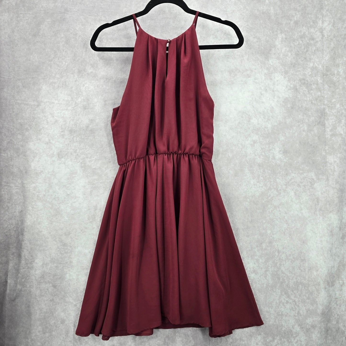 Lush Red Burgundy Sleeveless Pleat Flare Formal Dress Medium