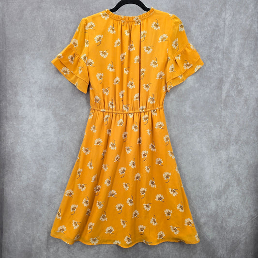 Ann Taylor Loft Yellow Floral Flare Flirt Knee Length Extra Small XS