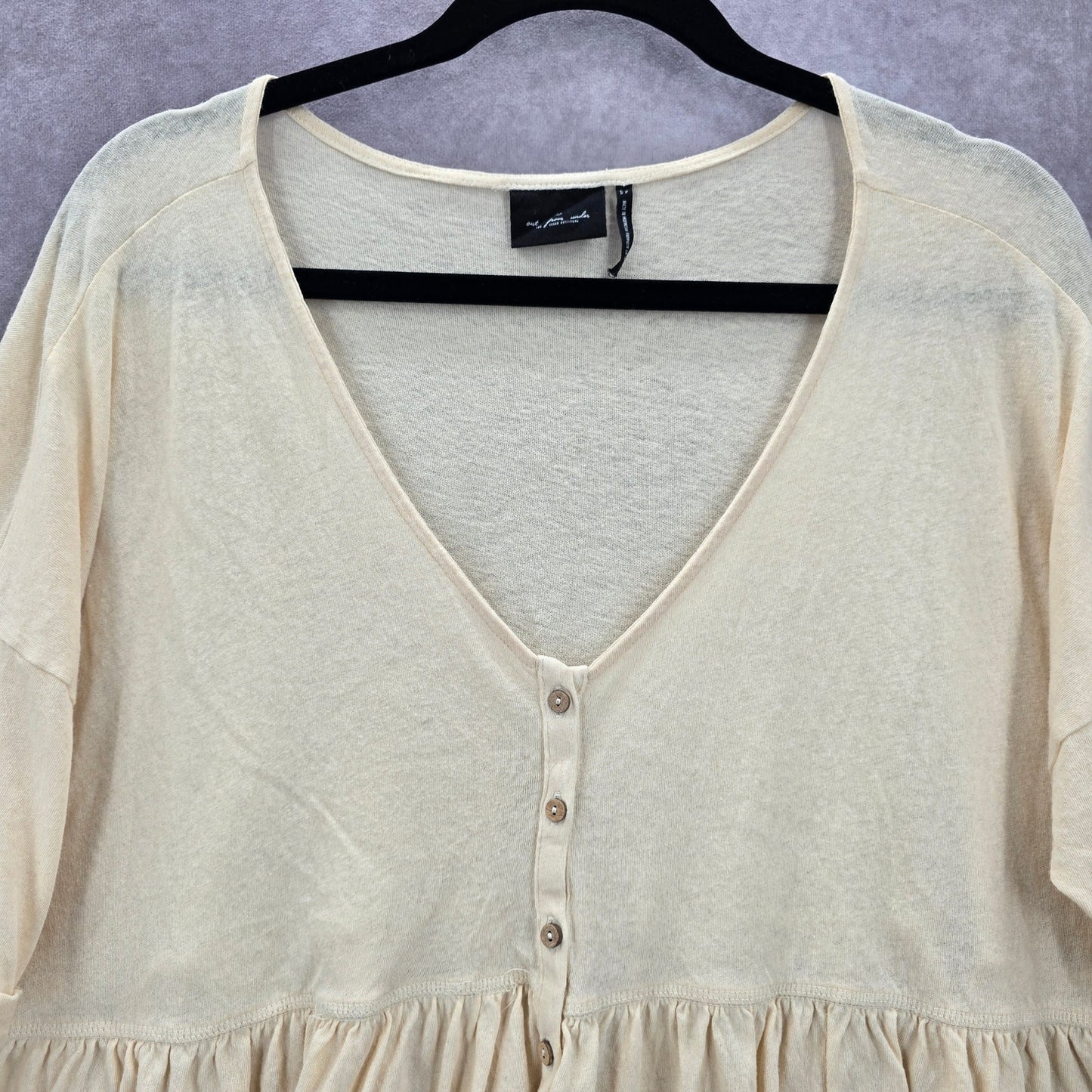 Urban Outfitters Pink Ruffle Button Short Cropped Oversized Blouse Top S Small