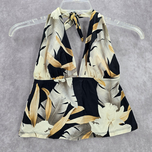 Sessa Black Floral Halter Padded Swimwear Tankini Tank Top Medium M 8