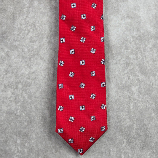 Jos. A. Bank Red Floral Geometric Executive Corporate Silk Neck Tie Men's