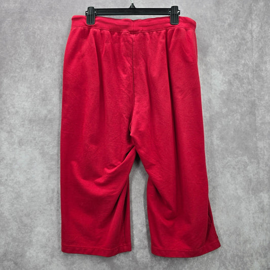Kim Rogers Red Cropped Wide Capri Bottoms Pants Large