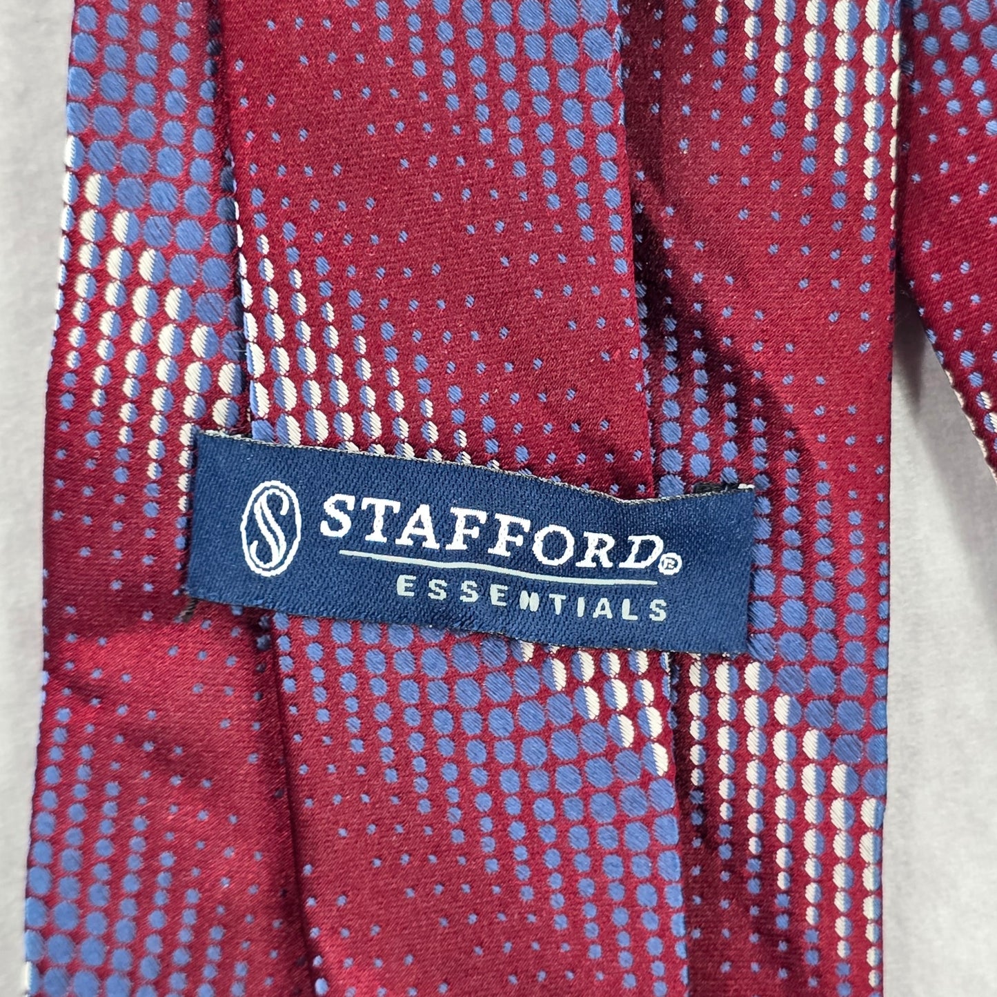 Stafford Essentials Burgundy Stripe Dot 100% Silk Executive Men's Neck Tie