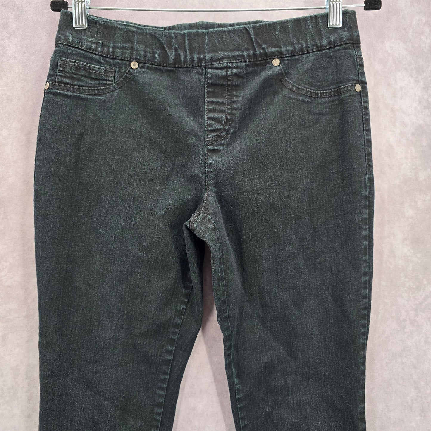 Faded Glory Black Skinny Pullon Jeggings Straight Cotton Stretch M Medium 10