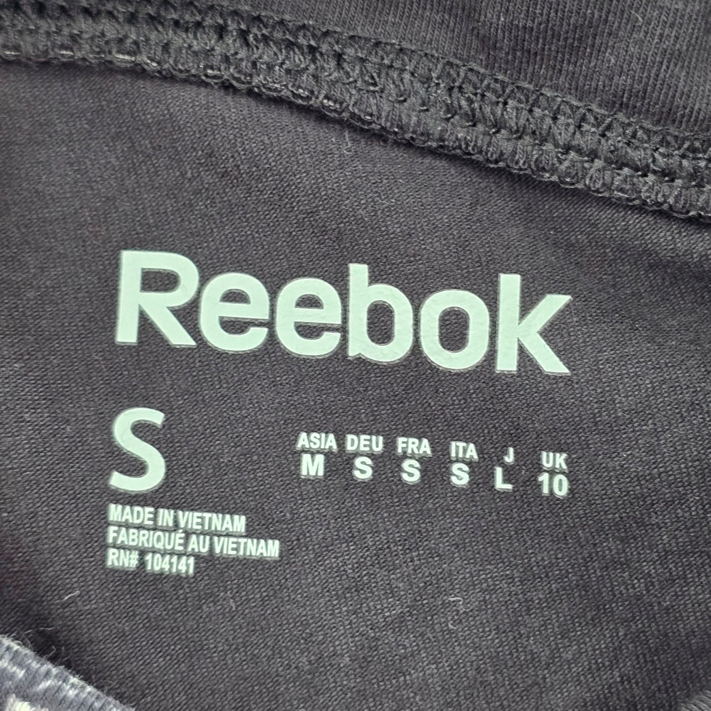 Reebok Gray Black Stretch Cotton Tight Fit Active Leggings Pants Bottoms Small