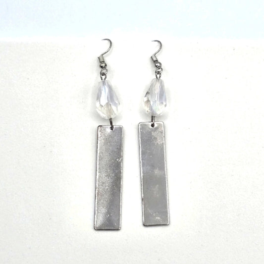Silver Bead Bar Dangle Hook Earrings Fashion Jewelry