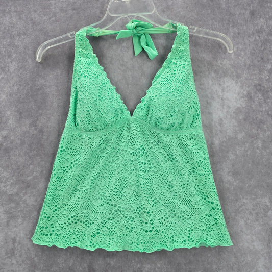 Mossimo Green Eyelet Halter Padded Swimwear Swimsuit Tankini Tank Top Medium M