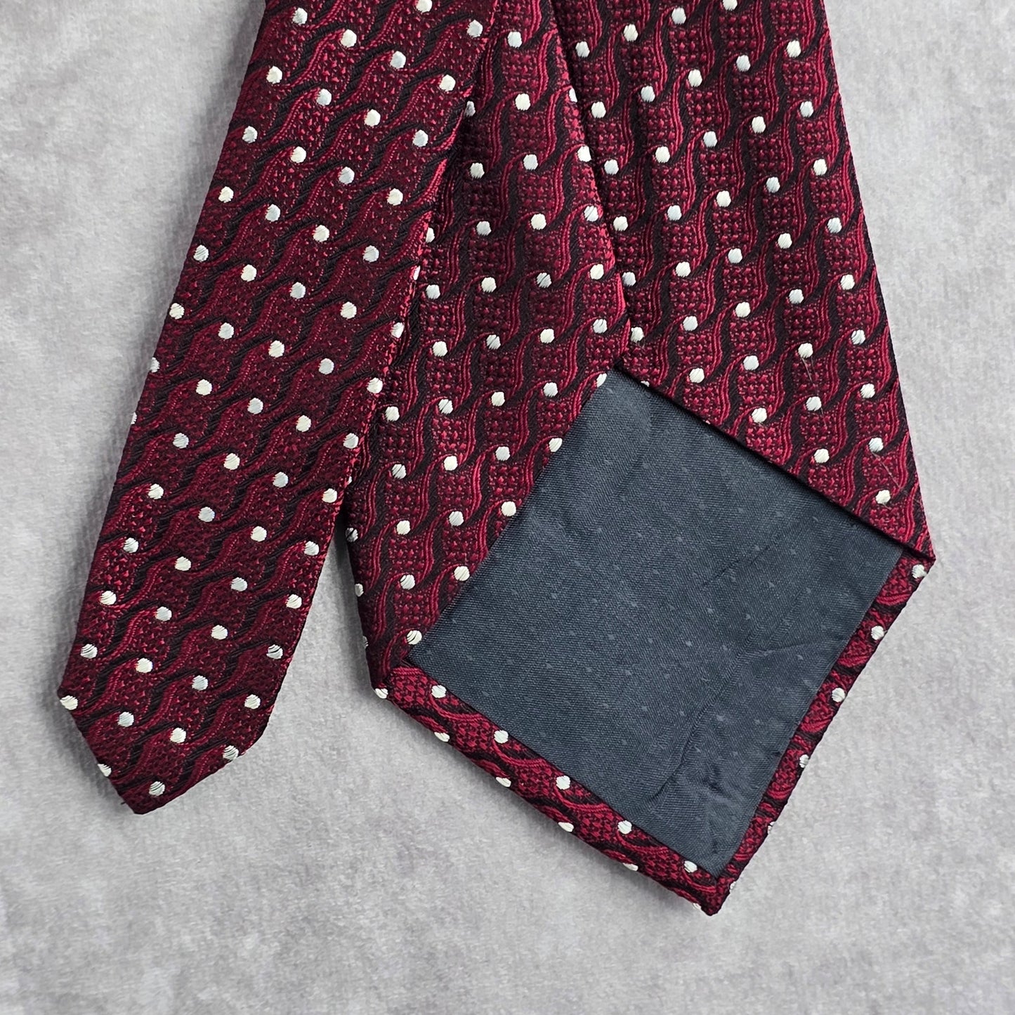 Burma Bibas Red Black White Geometric Polka Dot Silk Men's Neck Tie NWOT