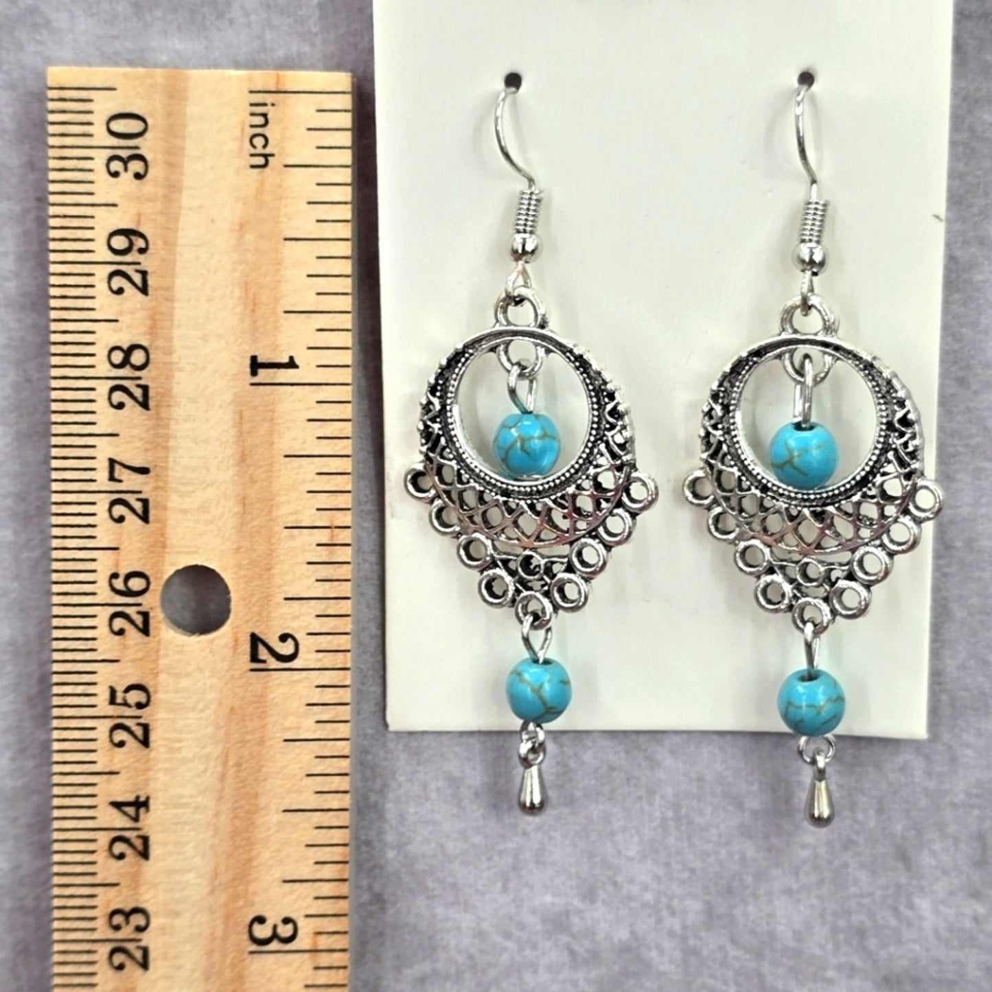 Zara Silver Blue Circle Drop Dangle Hook Fashion Jewelry Earrings NWT JB2-42