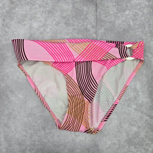 Kim Rogers Pink Brown Stripe Medium Bikini Bottom Swimwear