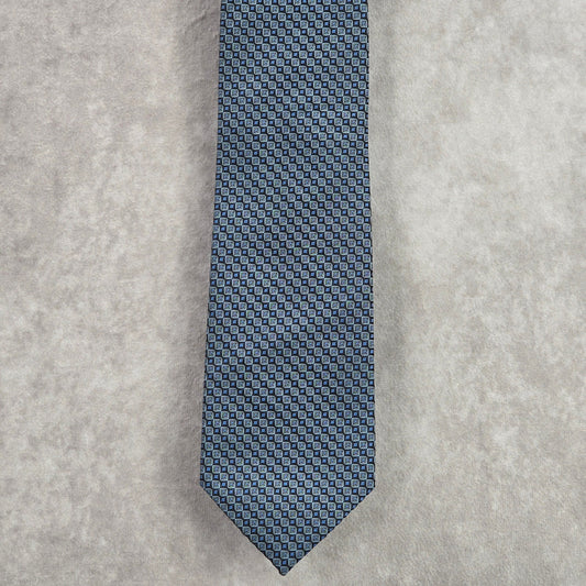 Arrow USA Blue Checker Square Geometric Executive Polyester Neck Tie Men's