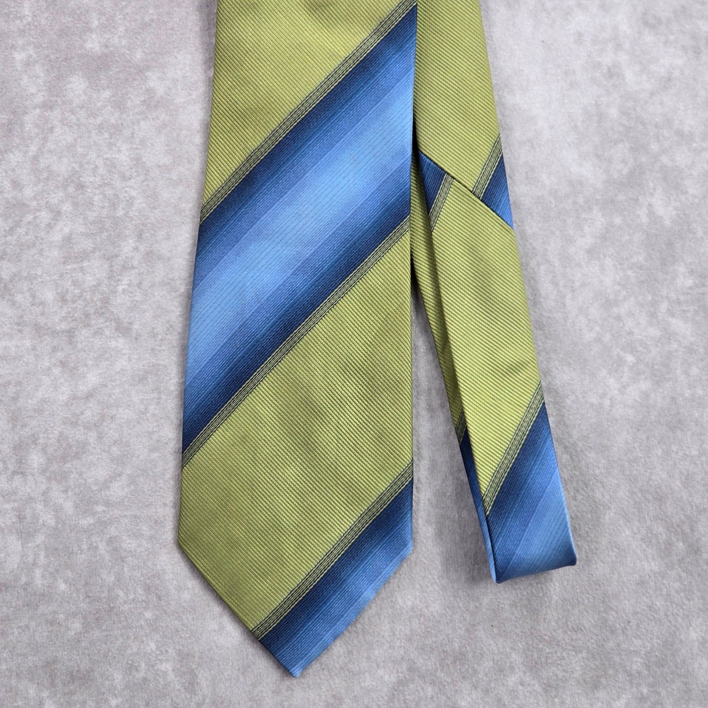 Kenneth Cole New York Green Blue Striped Silk Executive Neck Tie Men's