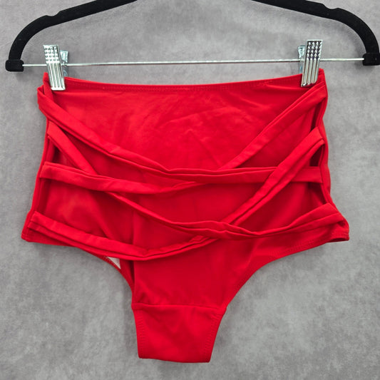 Shein Red Crisscross Strings Bikini Bottoms Swimwear Medium