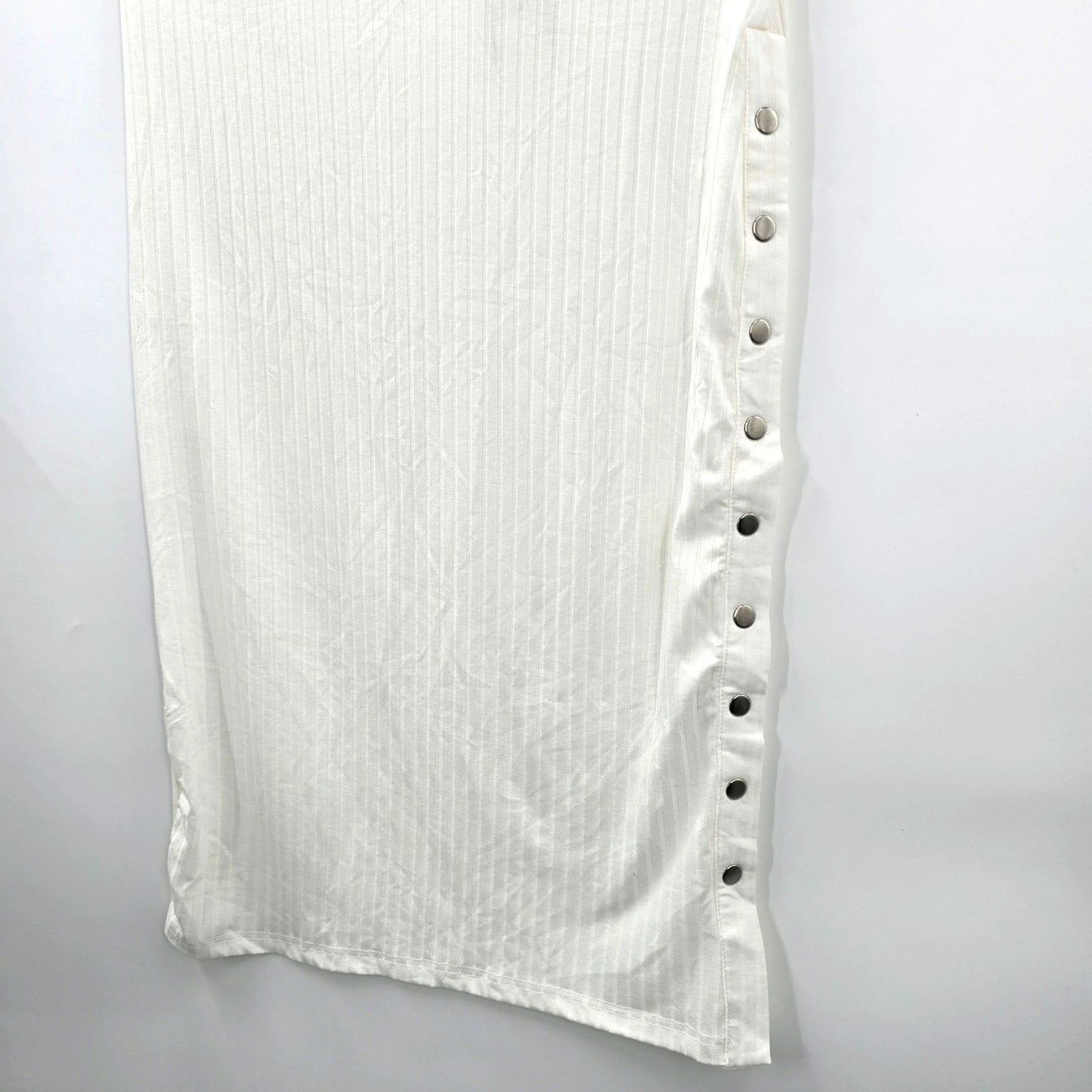 Shein White Stripe Button Pull On Stretch Midi Skirt Large 12