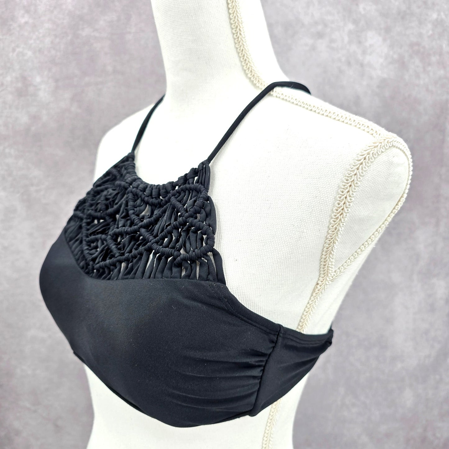 Xhilaration Black Crochet String Padded Bikini Top Swimwear Medium