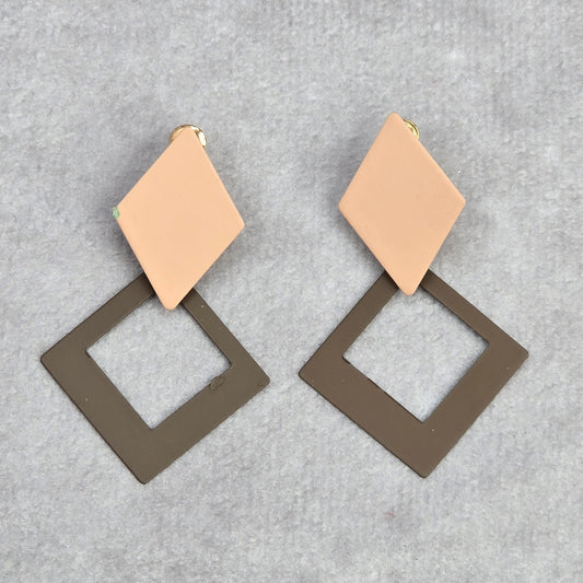 Gray Pink Diamond Hook Stud Boho Dangle Fashion Jewelry Earrings NWT JB2-97