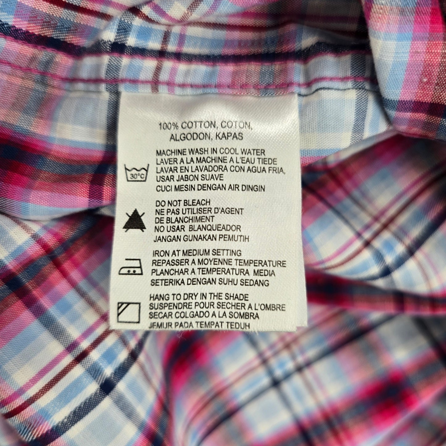 Report Collection Red Plaid Stripe Button Down Short Sleeve Work Casual Shirt XL