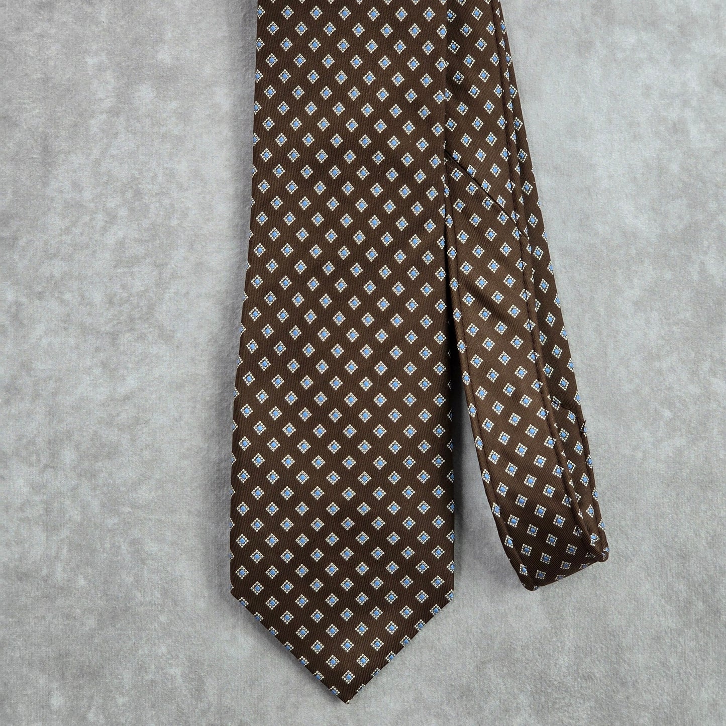 Beau Brummel Brown Diamond Polka Dot Geometric Executive Silk Neck Tie Men's